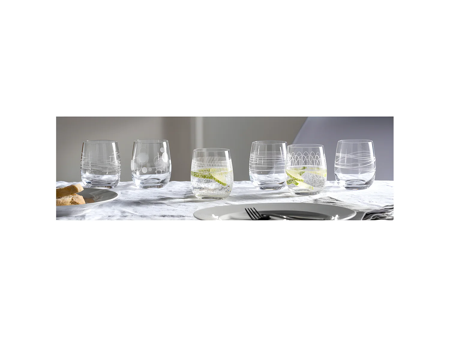 Set di 6 bicchieri da acqua incisi 360 ml