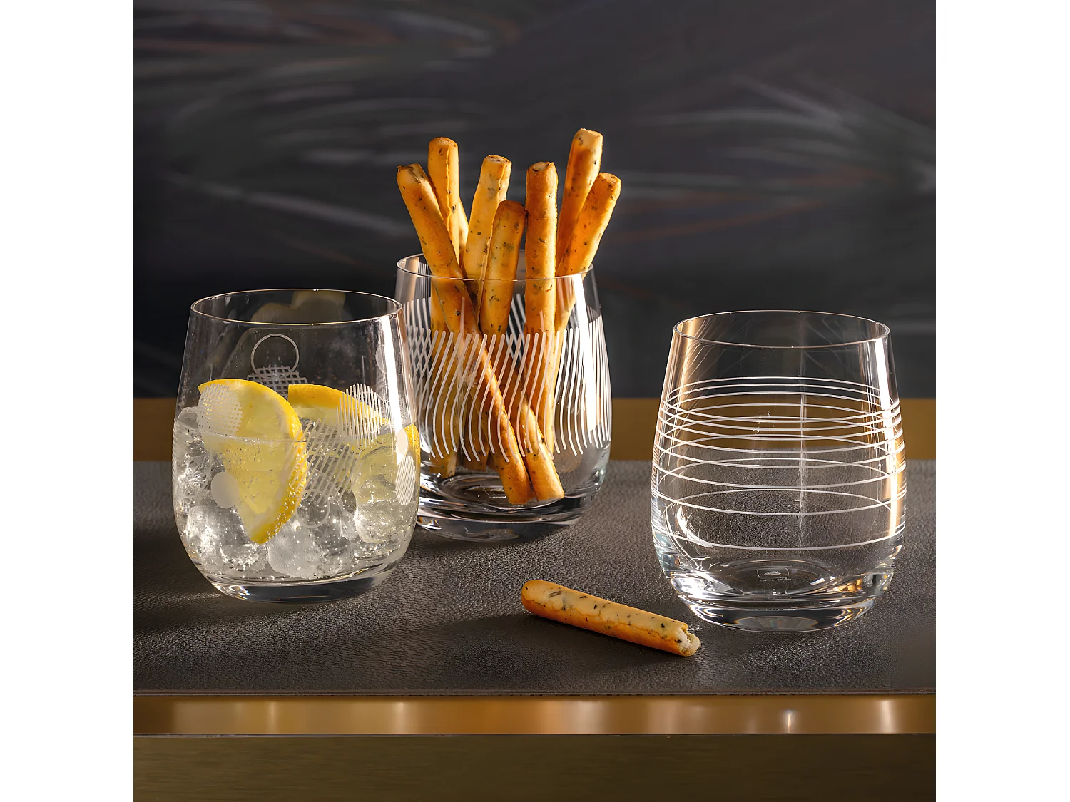 Set di 6 bicchieri da acqua incisi 360 ml