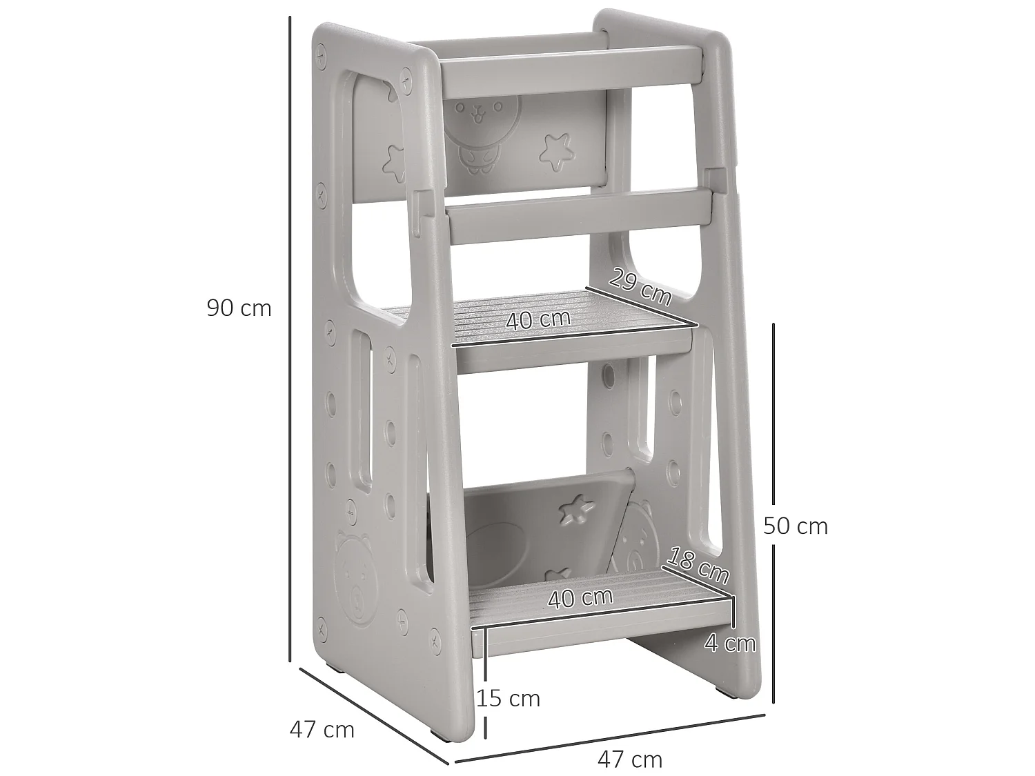 Torre de aprendizaje gris 47x47x90 cm HOMCOM
