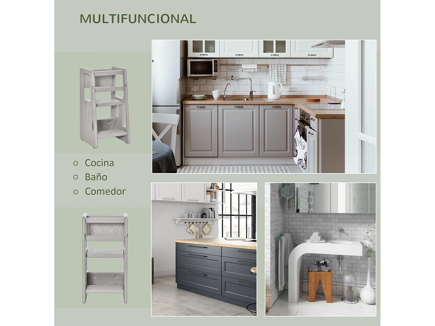 Torre de aprendizaje gris 47x47x90 cm HOMCOM