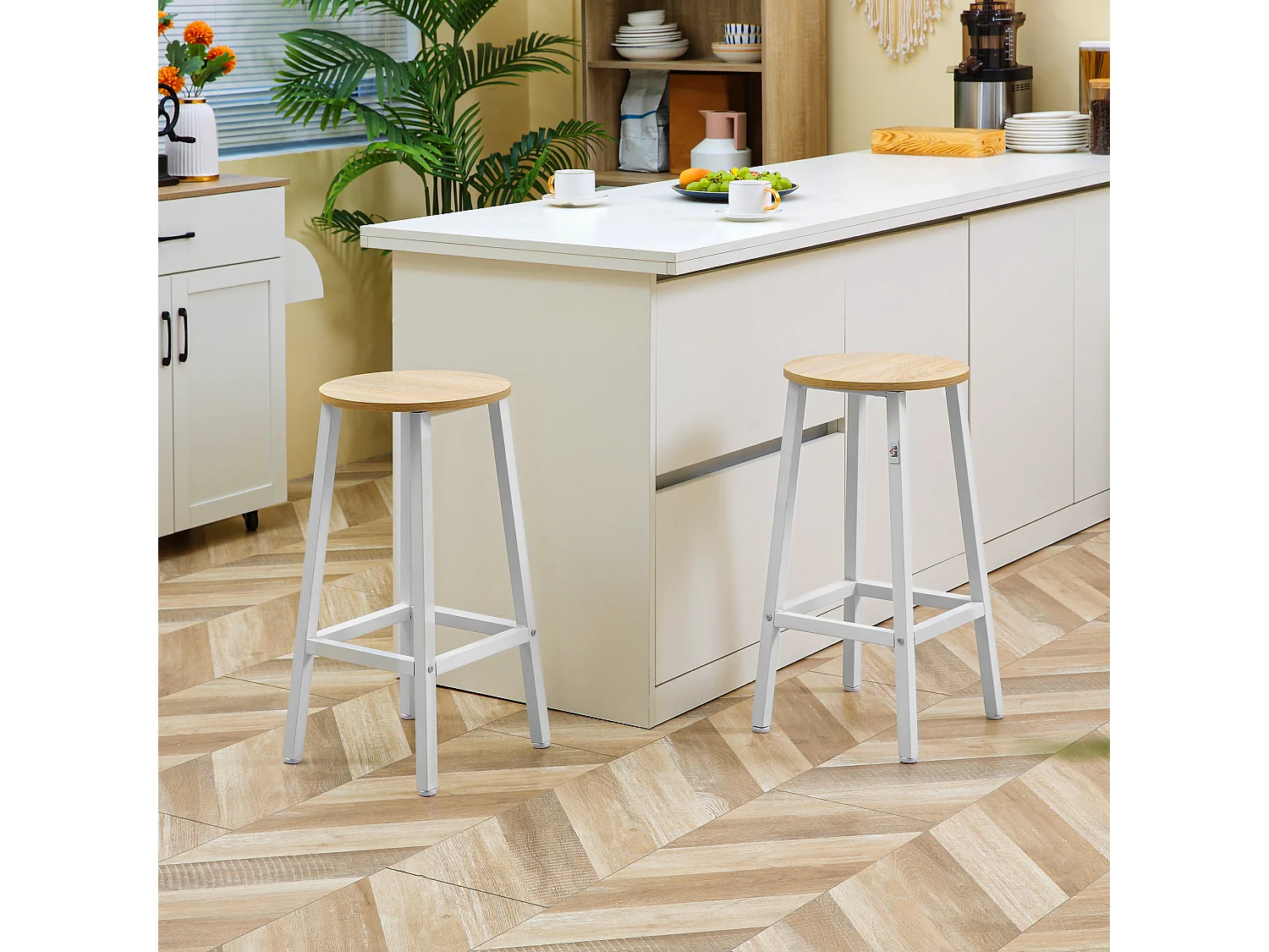 Taburetes de bar blanco 32.5x32.5x65 cm HOMCOM