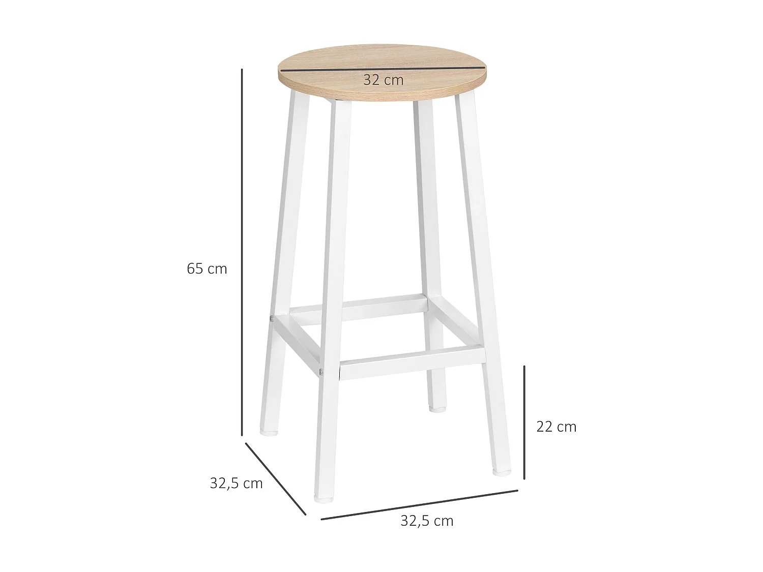 Taburetes de bar blanco 32.5x32.5x65 cm HOMCOM