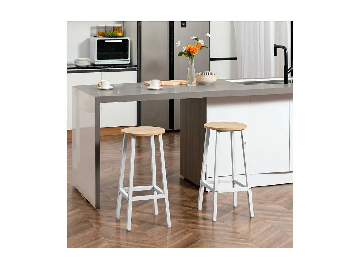 Taburetes de bar blanco 32.5x32.5x65 cm HOMCOM