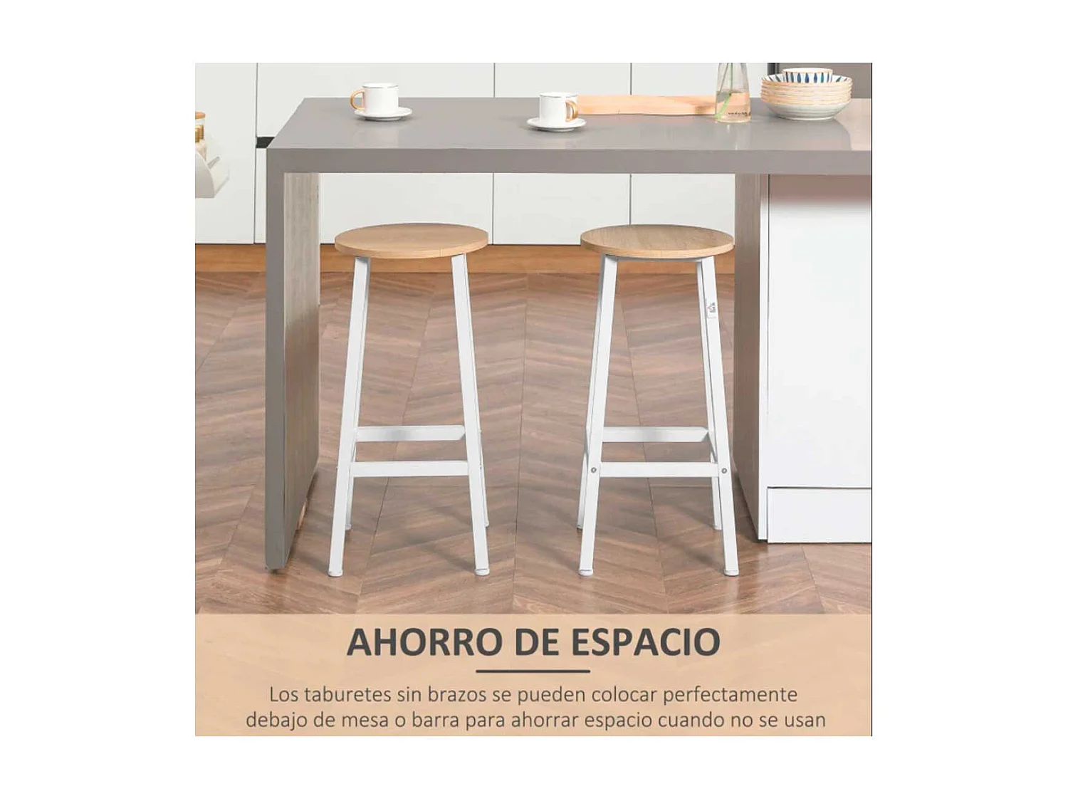Taburetes de bar blanco 32.5x32.5x65 cm HOMCOM
