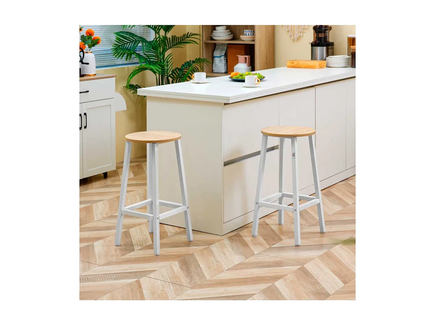 Taburetes de bar blanco 32.5x32.5x65 cm HOMCOM