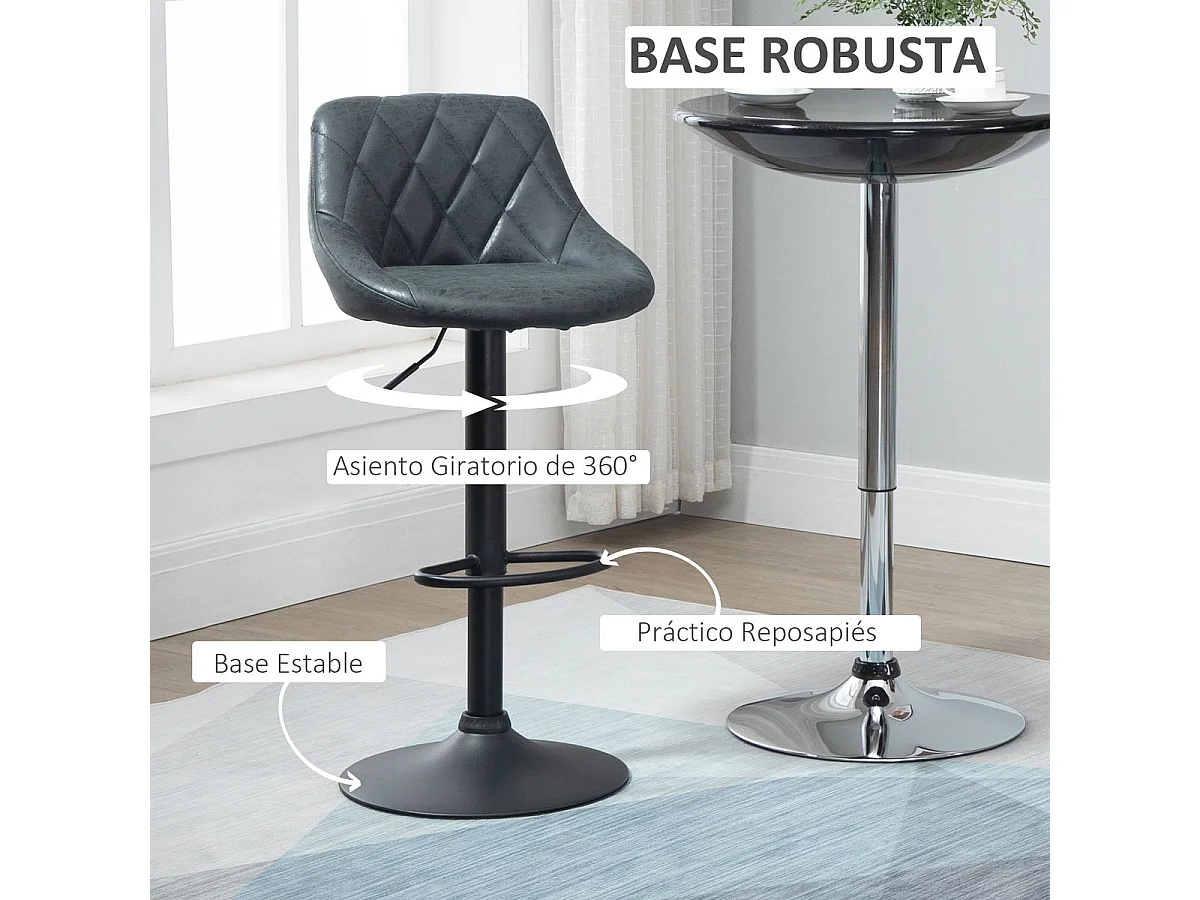 2 taburetes de bar negro 46x48x104 cm HOMCOM