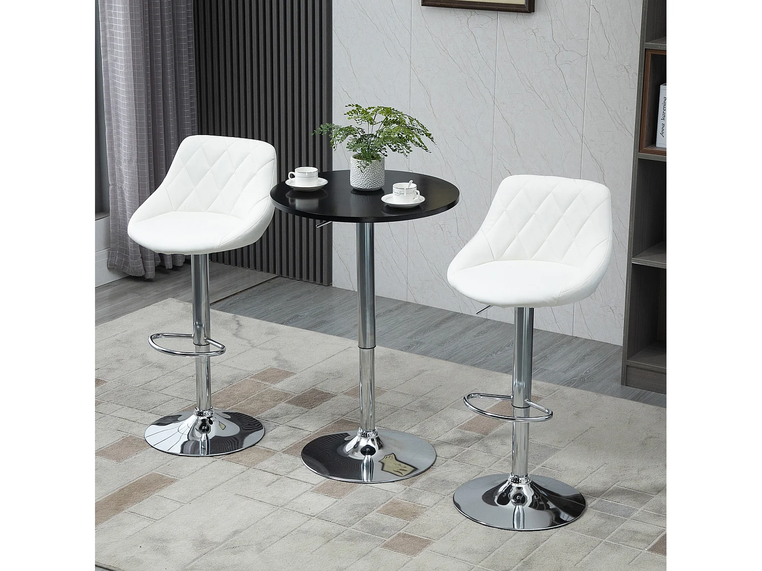 2 taburetes de bar blanco 46x48x104cm HOMCOM