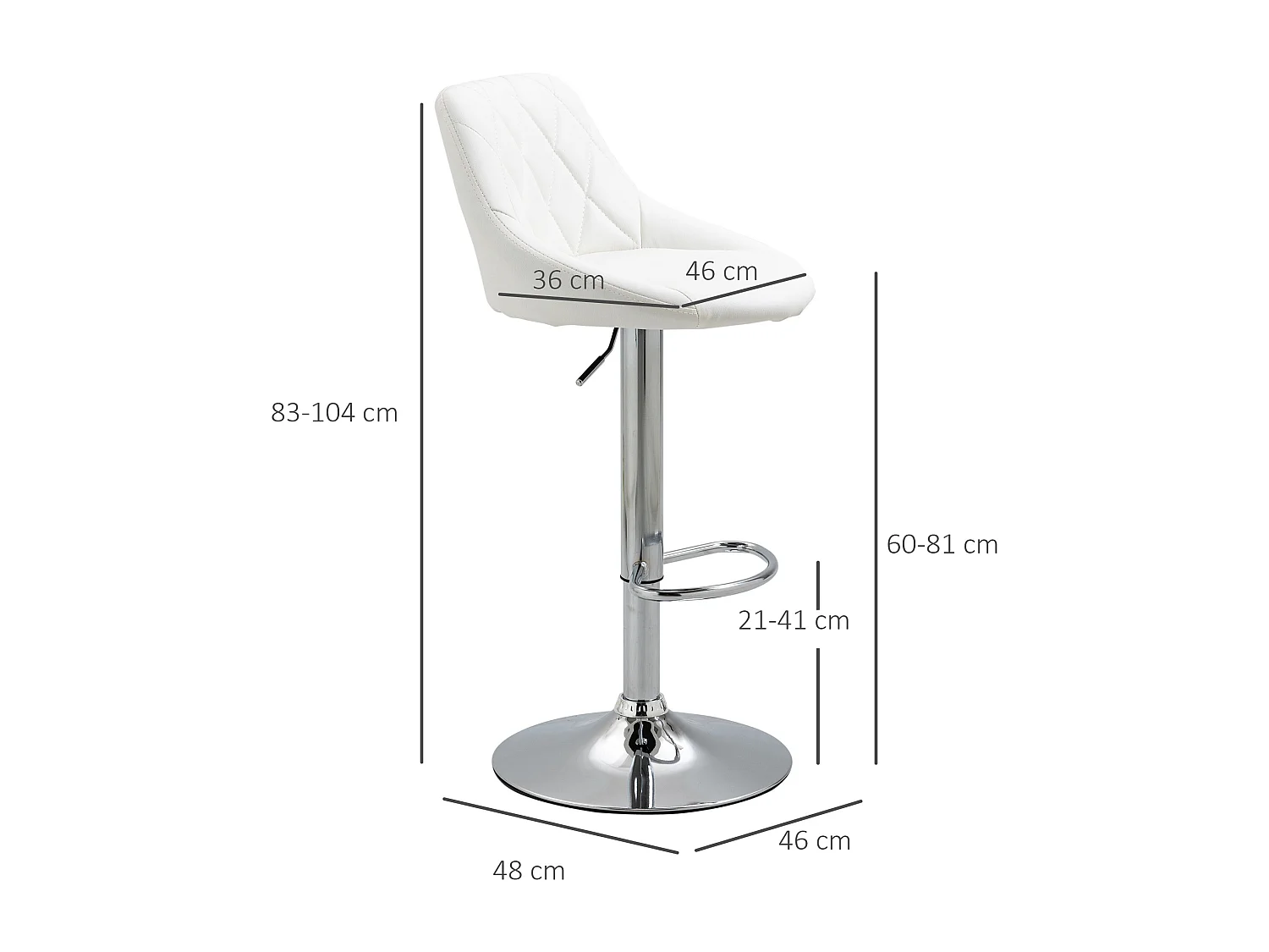 2 taburetes de bar blanco 46x48x104cm HOMCOM
