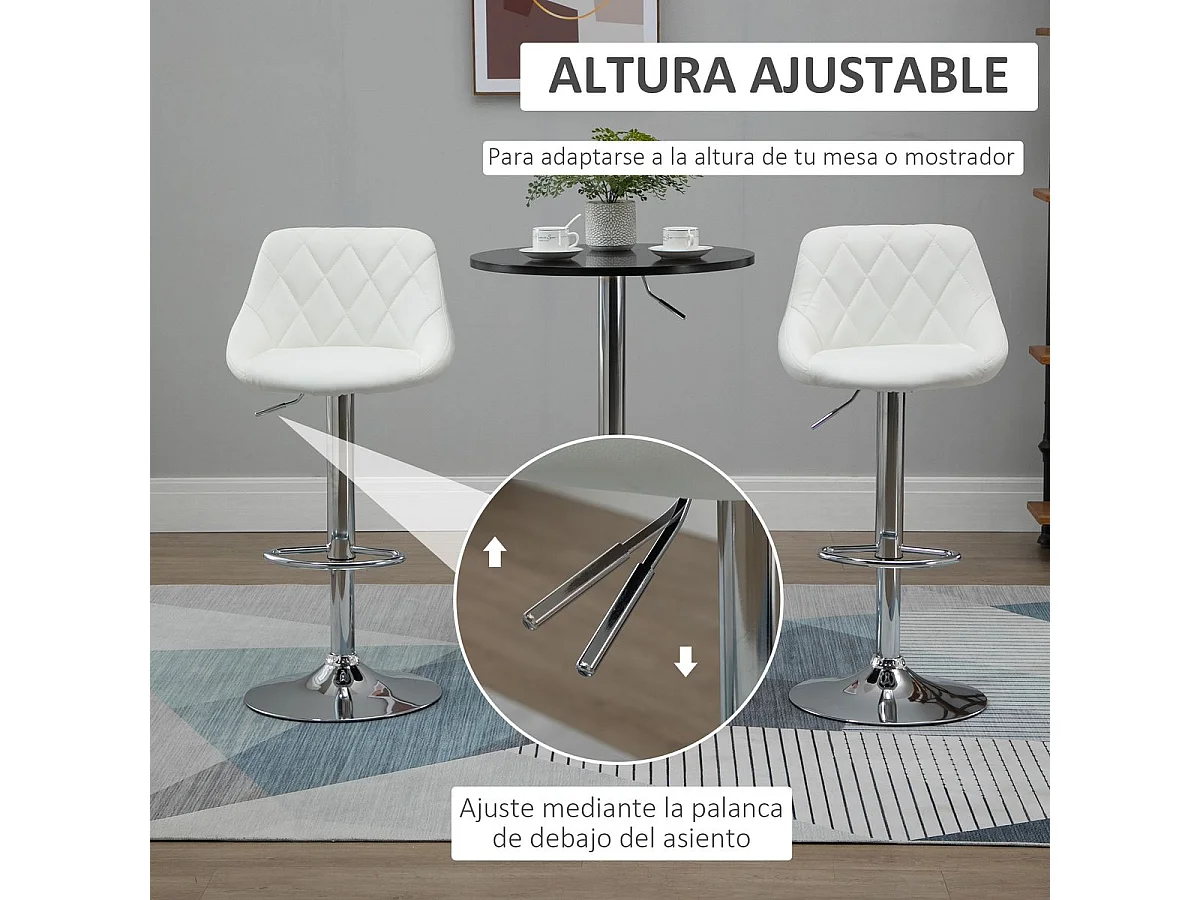 2 taburetes de bar blanco 46x48x104cm HOMCOM