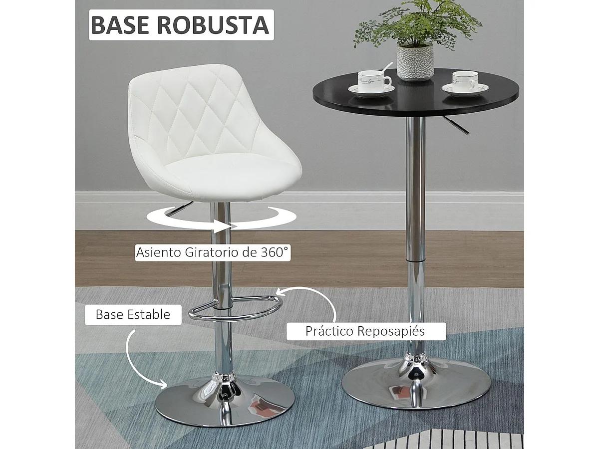 2 taburetes de bar blanco 46x48x104cm HOMCOM