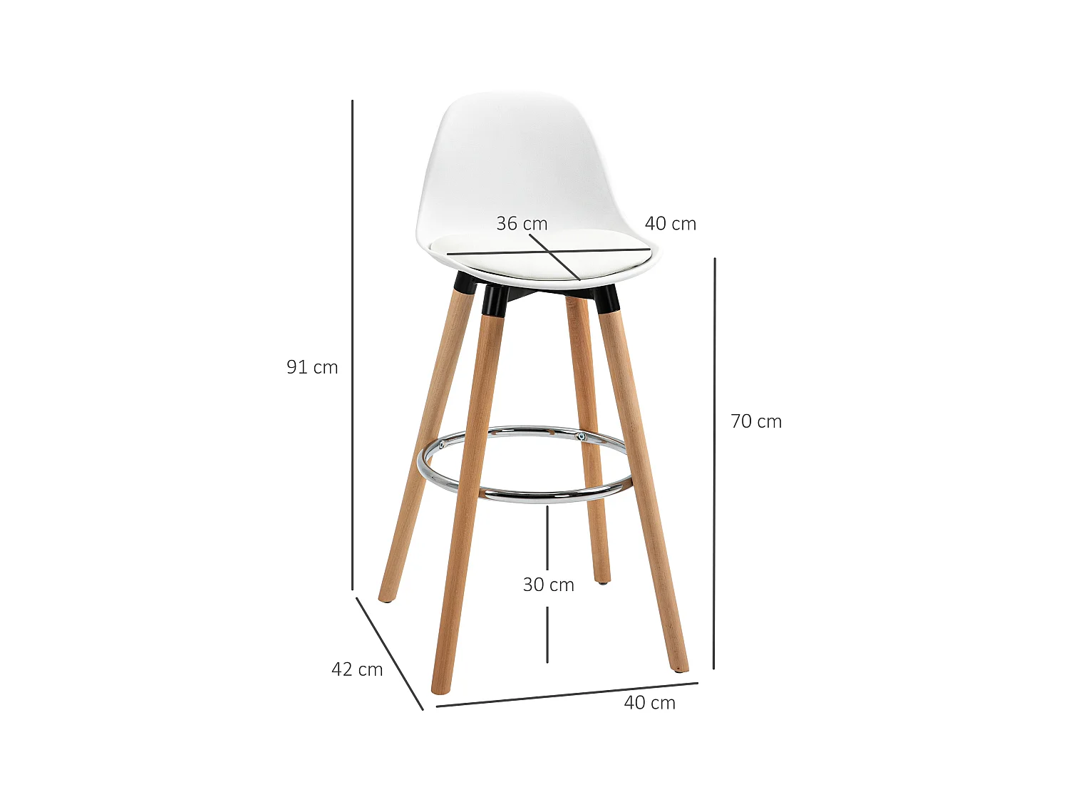 Taburetes de bar blanco 40x42x91 cm HOMCOM