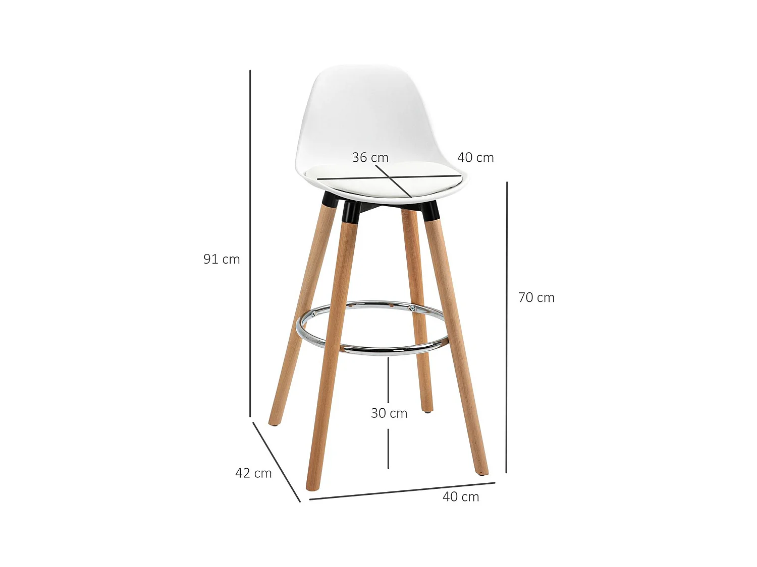 Taburetes de bar blanco 40x42x91 cm HOMCOM