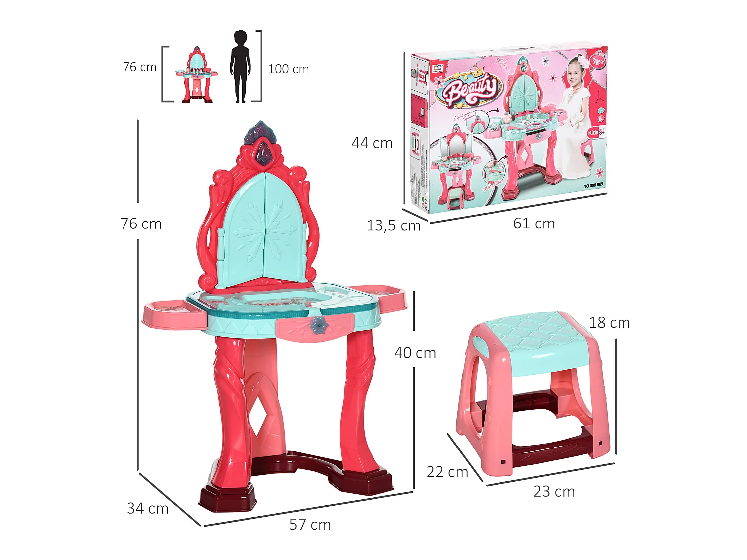 Tocador de juguete multicolor 57x34x76 cm AIYAPLAY
