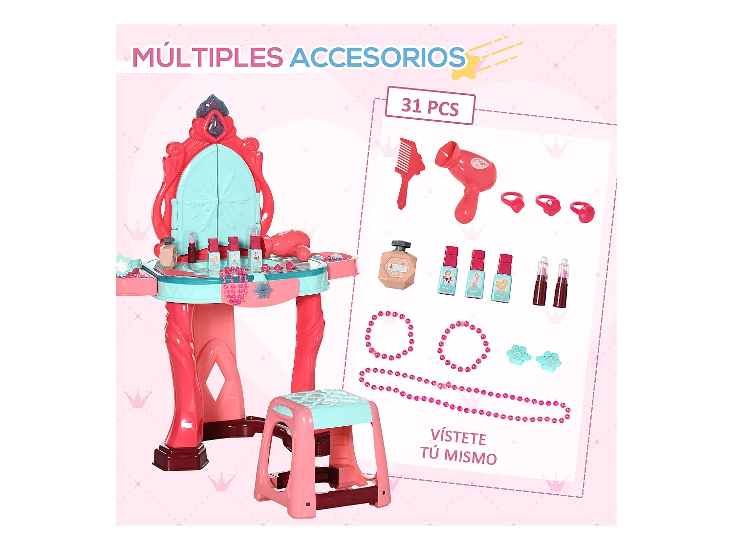 Tocador de juguete multicolor 57x34x76 cm AIYAPLAY