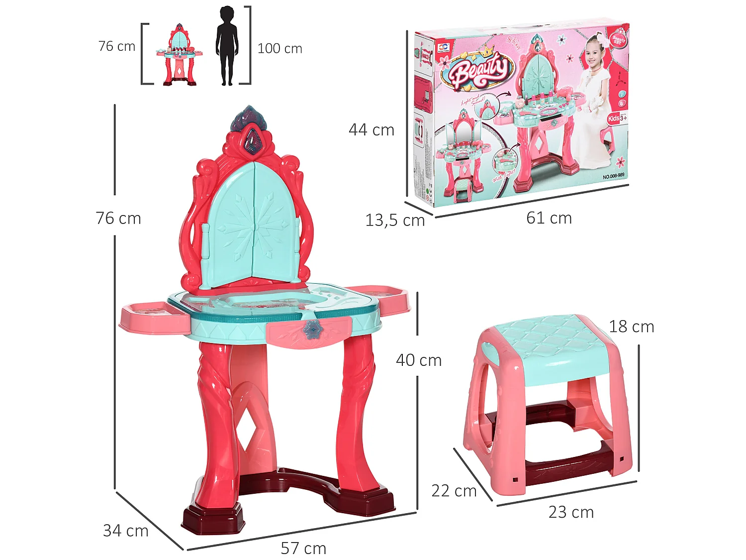 Tocador de juguete multicolor 57x34x76 cm AIYAPLAY