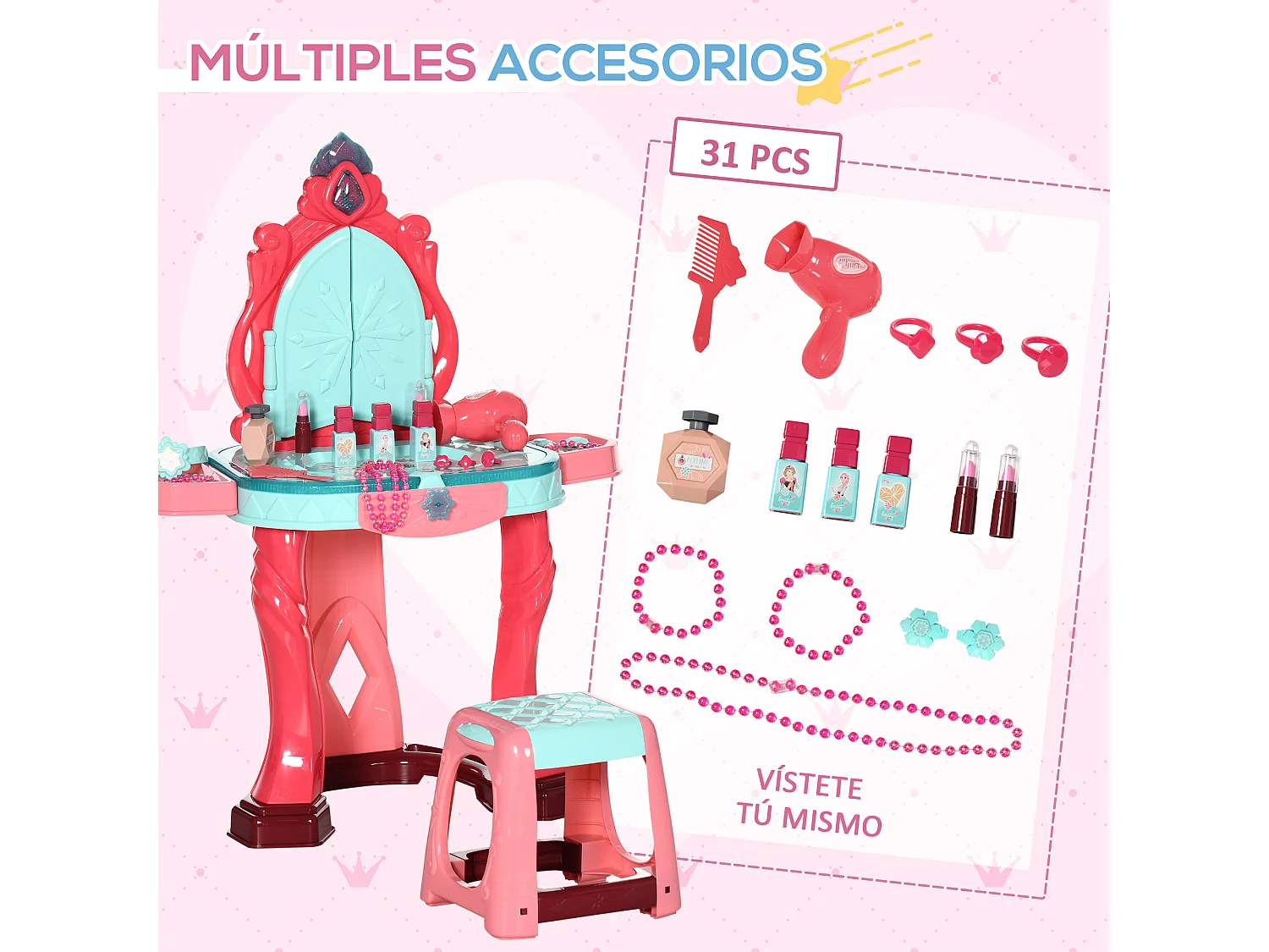 Tocador de juguete multicolor 57x34x76 cm AIYAPLAY