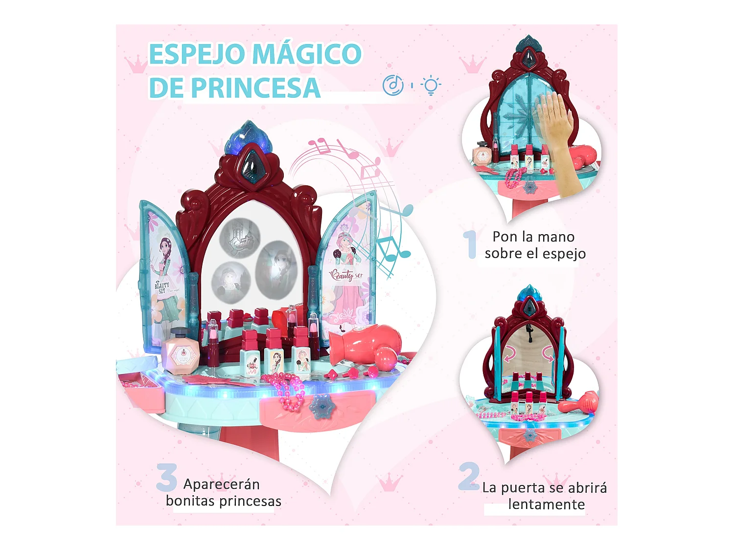 Tocador de juguete azul y rosa 57x34x76 cm AIYAPLAY