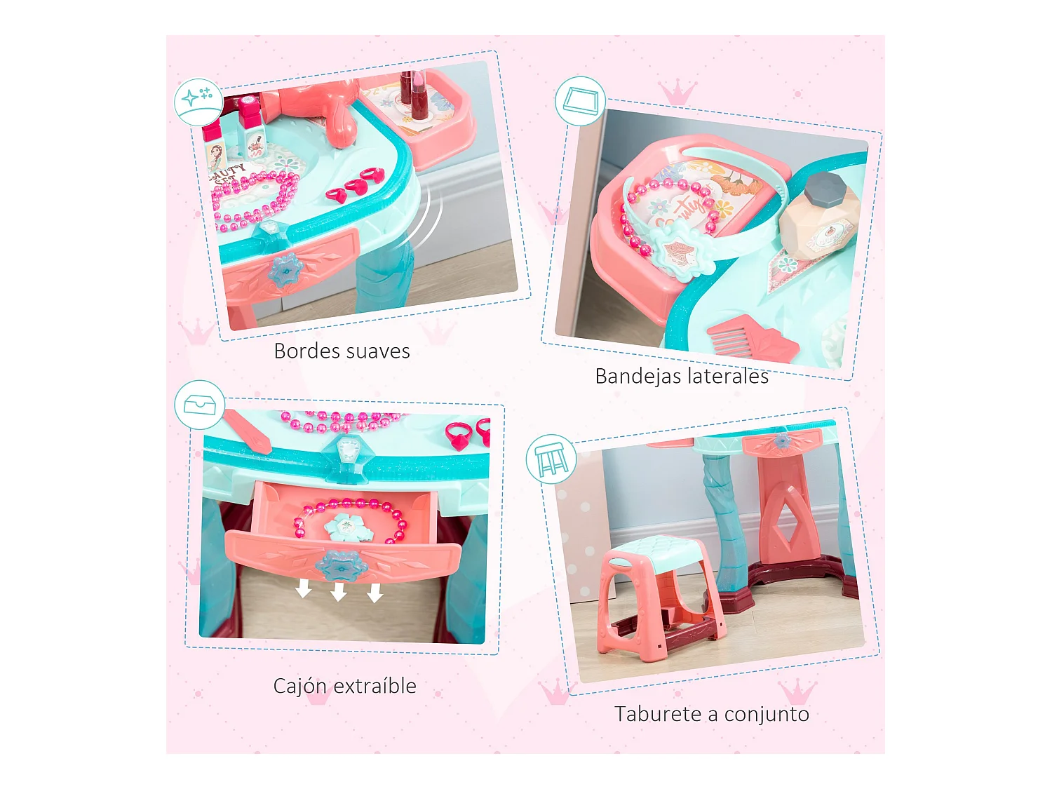 Tocador de juguete azul y rosa 57x34x76 cm AIYAPLAY