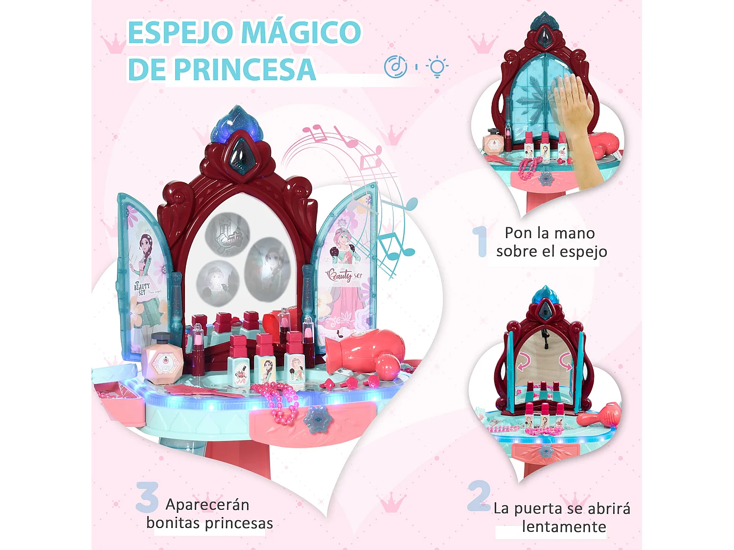 Tocador de juguete azul y rosa 57x34x76 cm AIYAPLAY