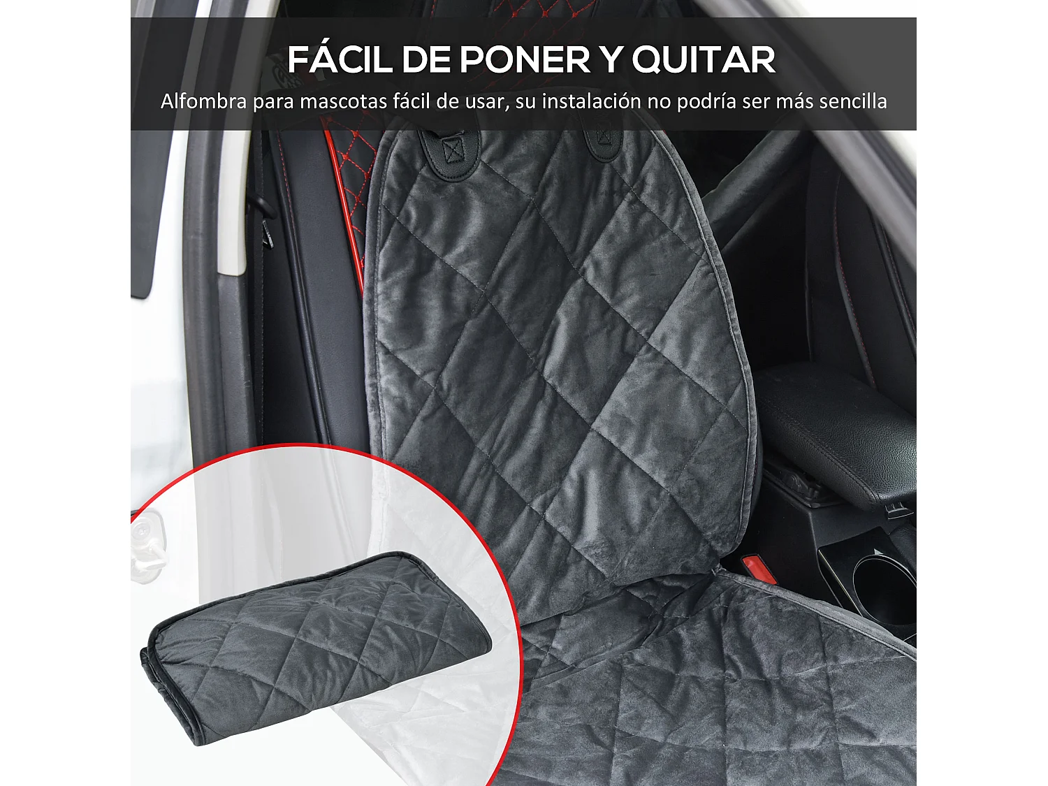 Funda de asiento delantero de coche para perro gris 105x46 cm PawHut