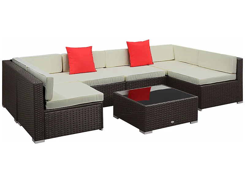 Conjunto muebles de jardín ratán marrón oscuro 75x75x62.5cm Outsunny