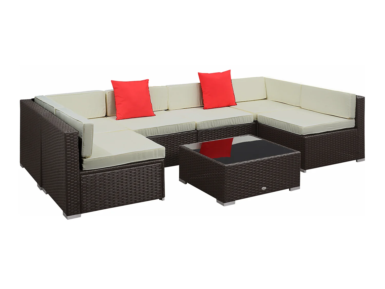 Conjunto muebles de jardín ratán marrón oscuro 75x75x62.5cm Outsunny