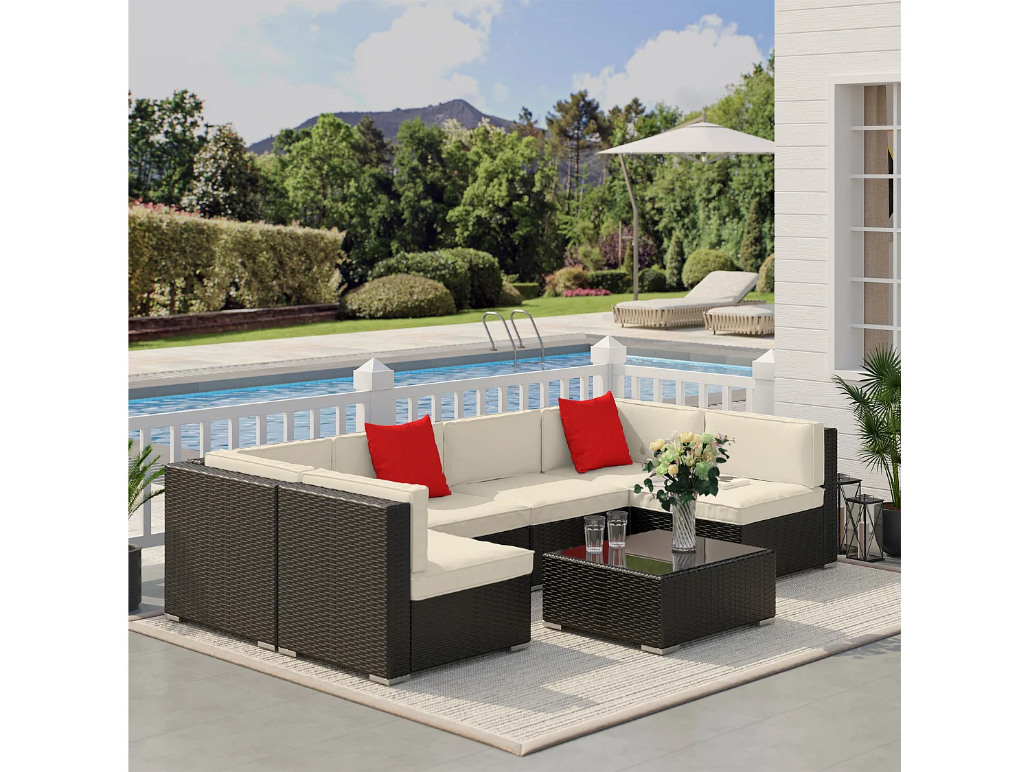 Conjunto muebles de jardín ratán marrón oscuro 75x75x62.5cm Outsunny
