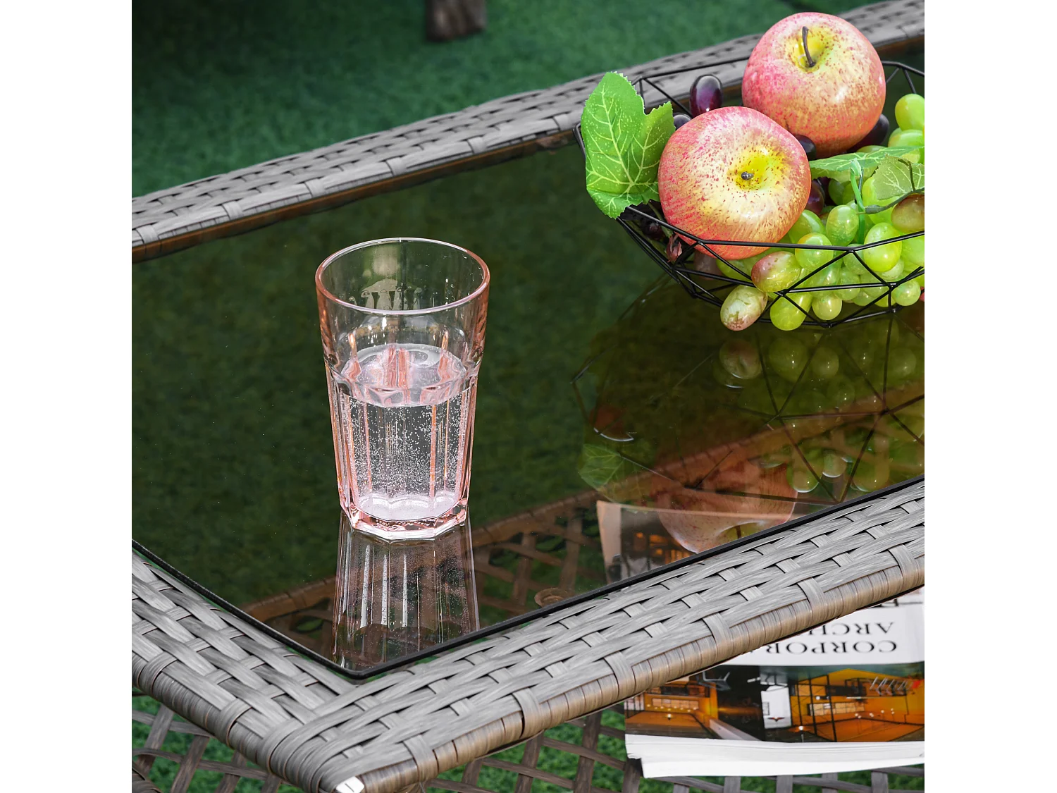 Muebles de jardín de ratán marrón 125x75x88 cm Outsunny