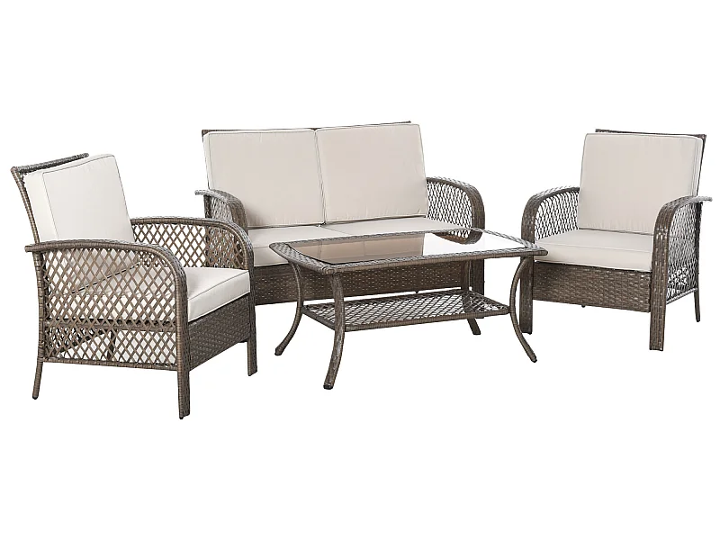 Muebles de jardín de ratán marrón 125x75x88 cm Outsunny