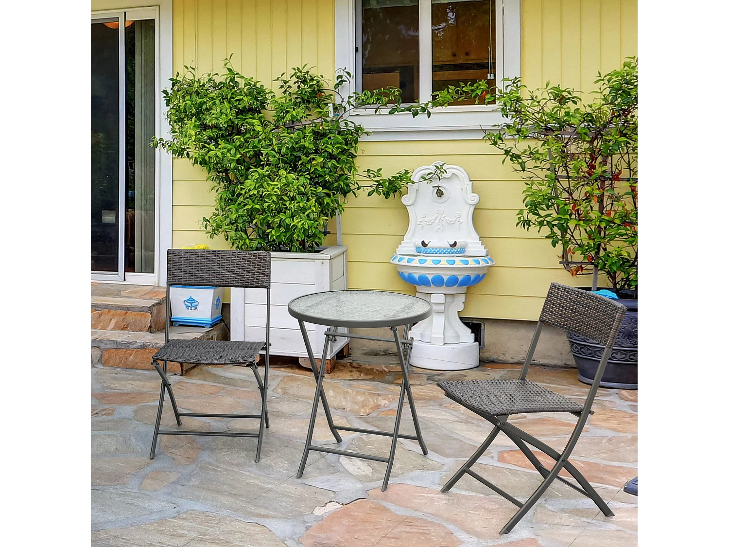 Conjunto de mesa y 2 sillas marrón 61x46x84 cm Outsunny