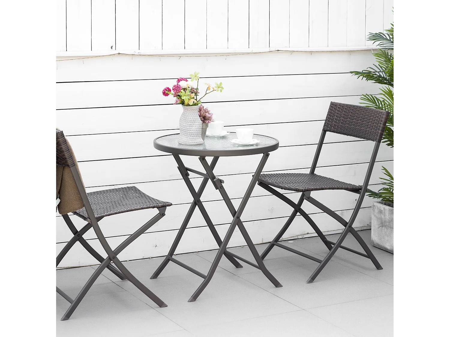 Conjunto de mesa y 2 sillas marrón 61x46x84 cm Outsunny