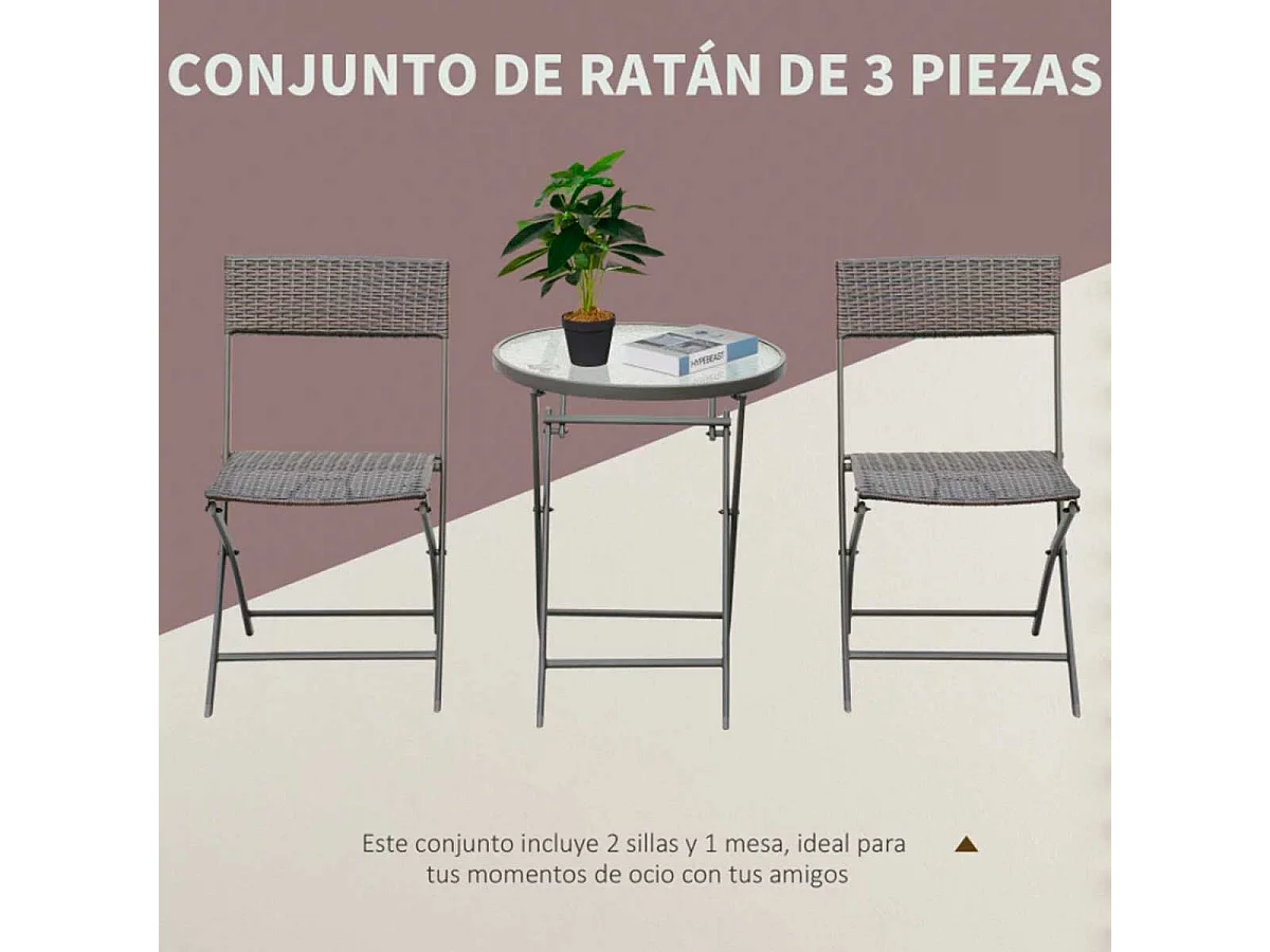 Conjunto de mesa y 2 sillas marrón 61x46x84 cm Outsunny