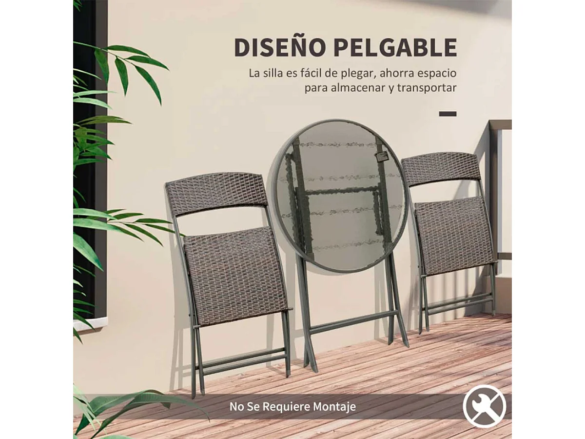 Conjunto de mesa y 2 sillas marrón 61x46x84 cm Outsunny