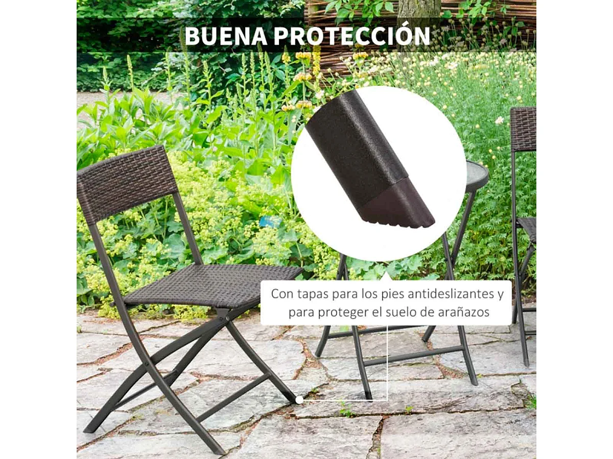 Conjunto de mesa y 2 sillas marrón 61x46x84 cm Outsunny