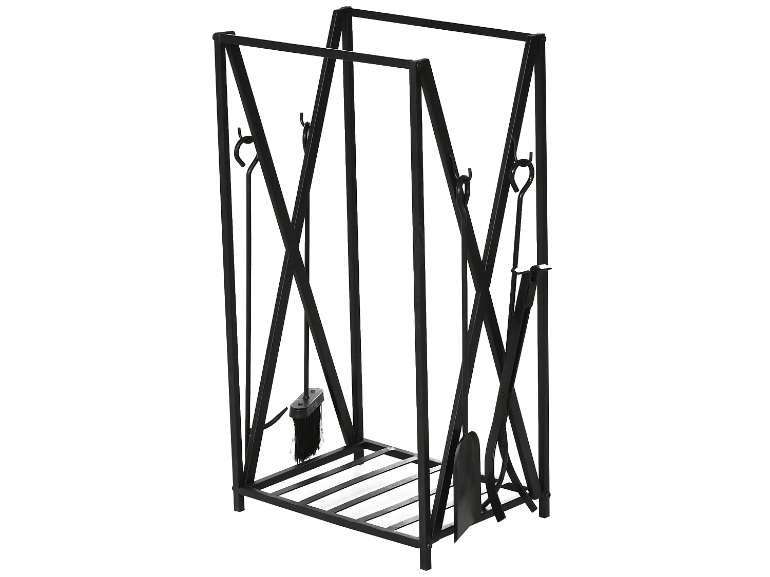 Estante para leña negro 46x30x76 cm HOMCOM