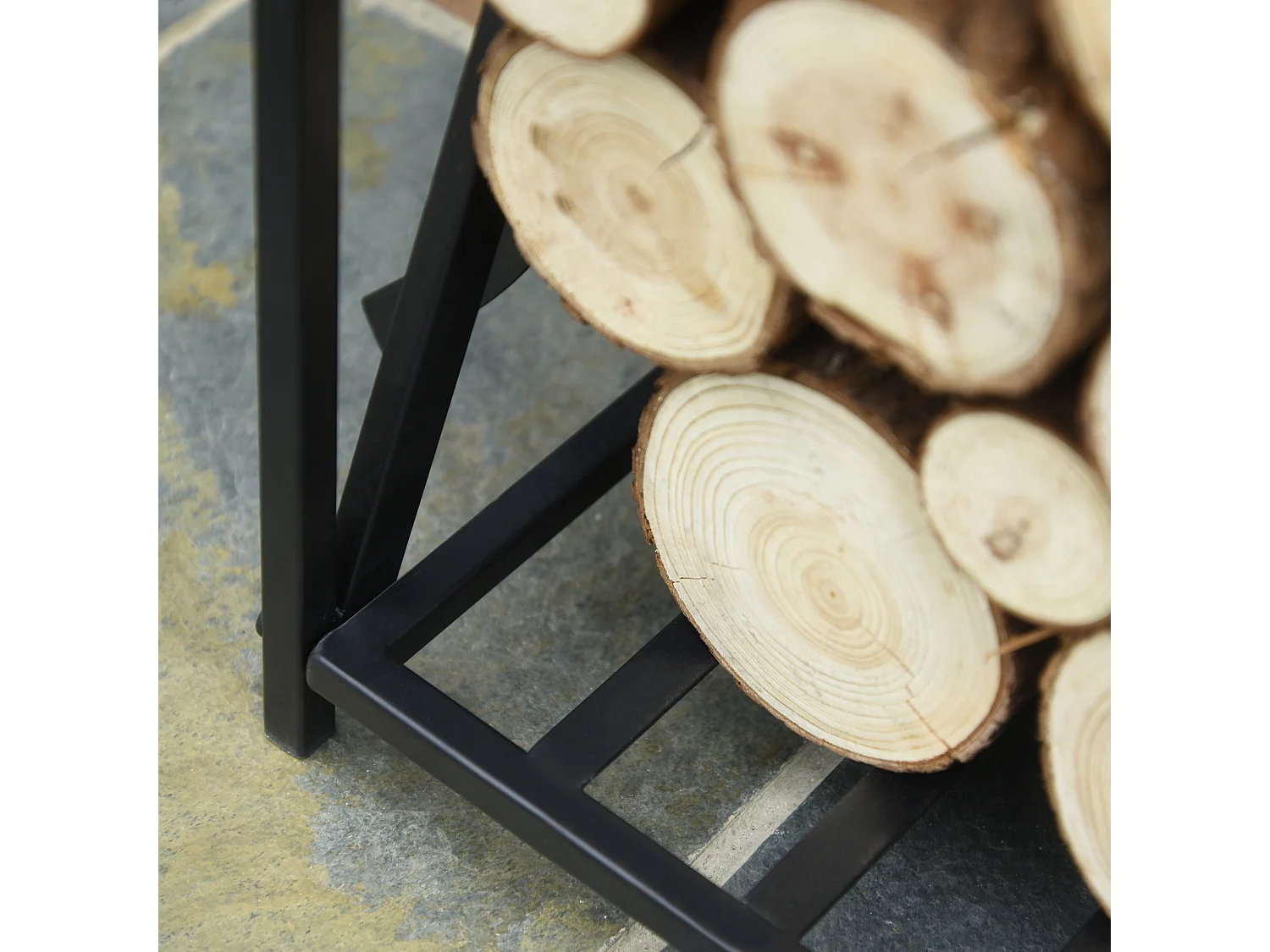 Estante para leña negro 46x30x76 cm HOMCOM