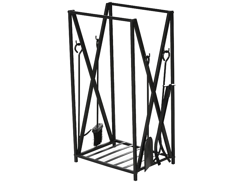 Estante para leña negro 46x30x76 cm HOMCOM