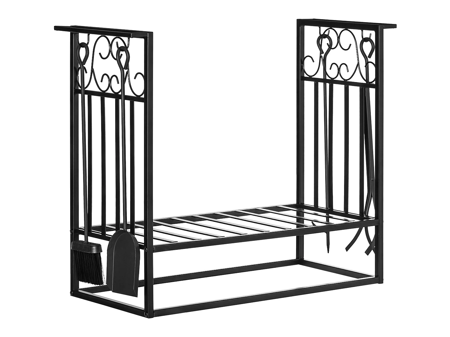 Estante para leña negro 75x30x60 cm HOMCOM