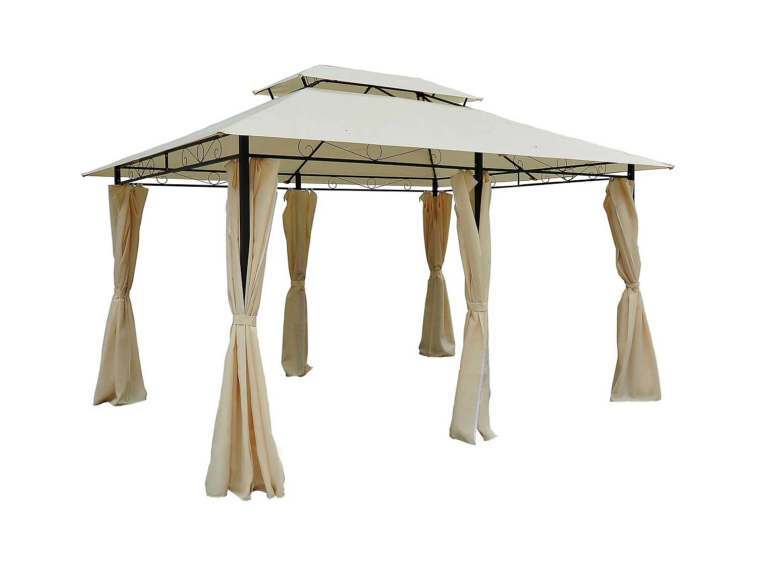 Cenador de jardín crema 400x300x280 cm Outsunny