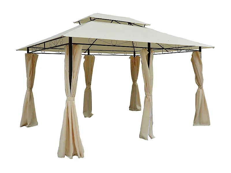 Cenador de jardín crema 400x300x280 cm Outsunny