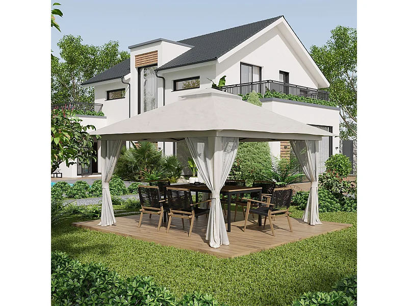 Cenador plegable crema 392x392x283 cm Outsunny