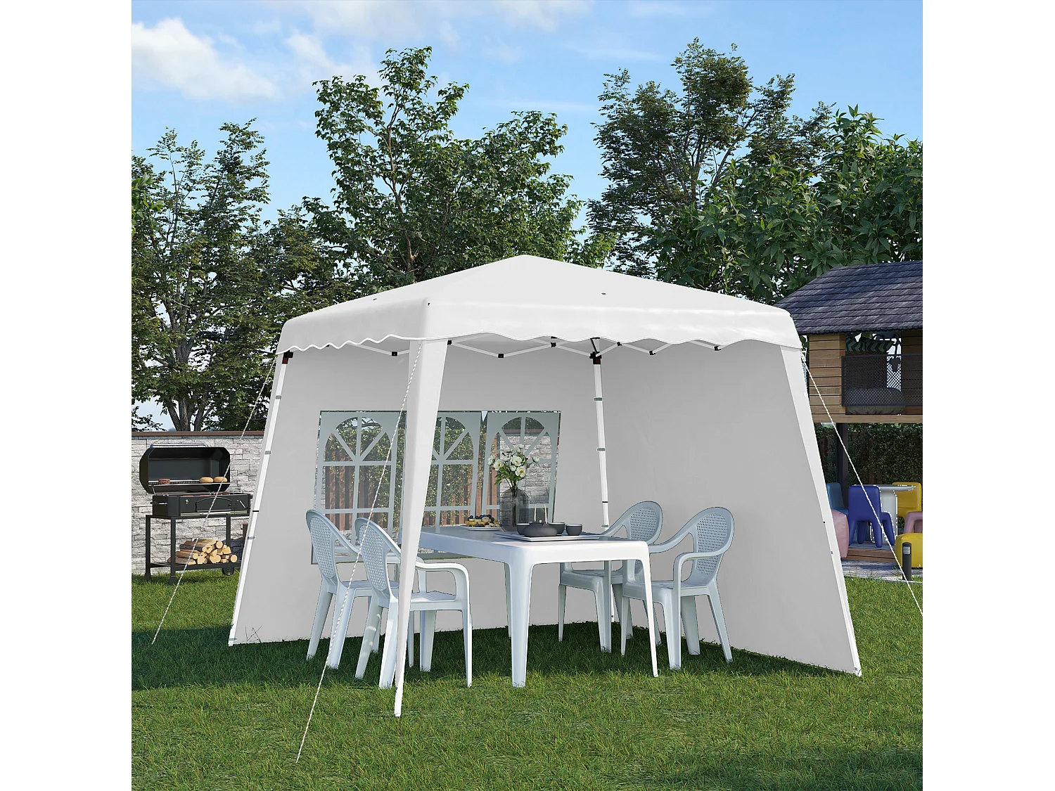 Carpa plegable blanco 289x289x250 cm Outsunny
