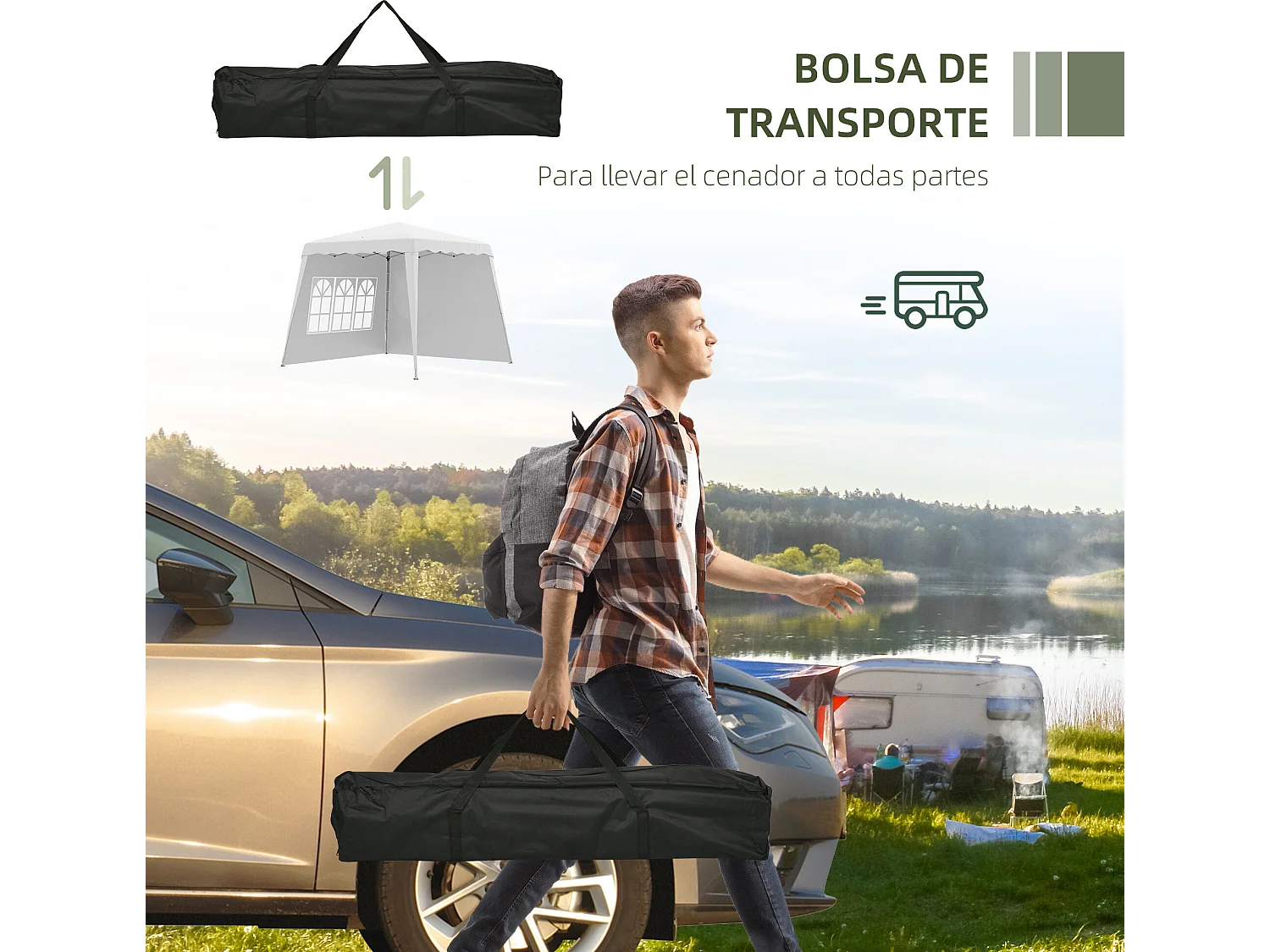 Carpa plegable blanco 289x289x250 cm Outsunny