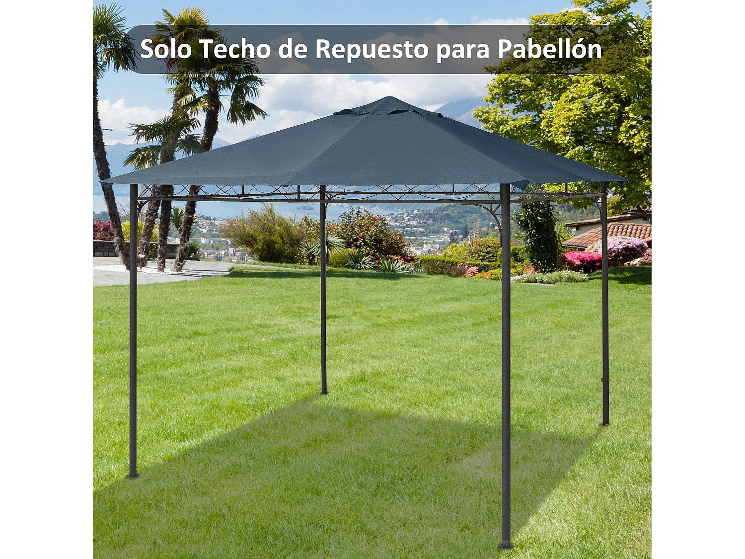 Techo de repuesto para cenador gris 298x295 cm Outsunny
