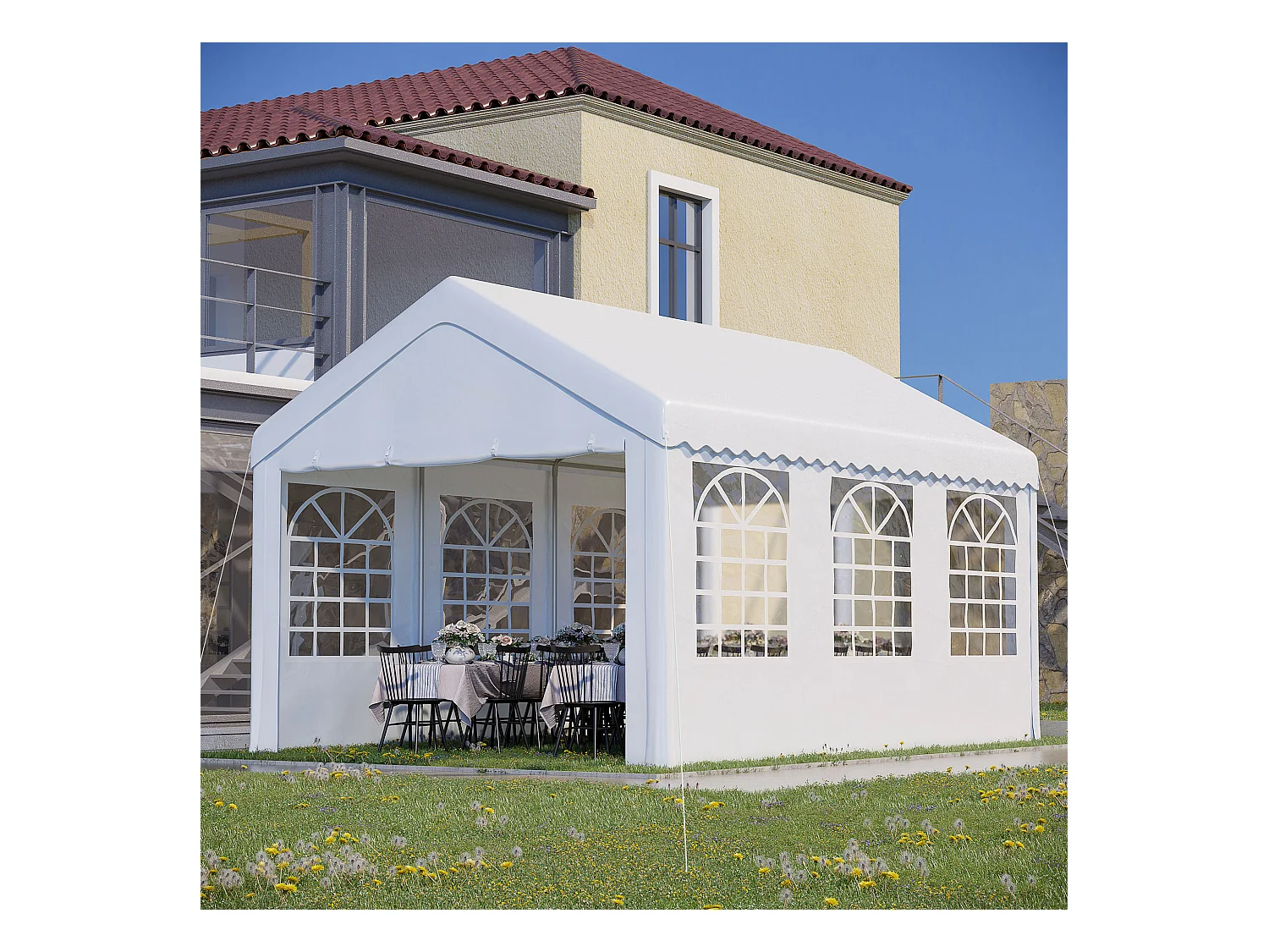 Carpa de jardín blanco 600x400x280 cm Outsunny