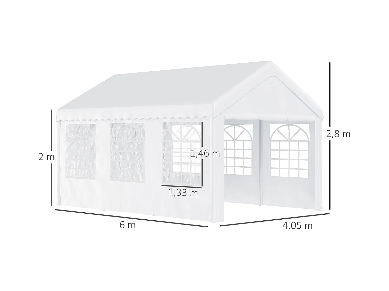 Carpa de jardín blanco 600x400x280 cm Outsunny