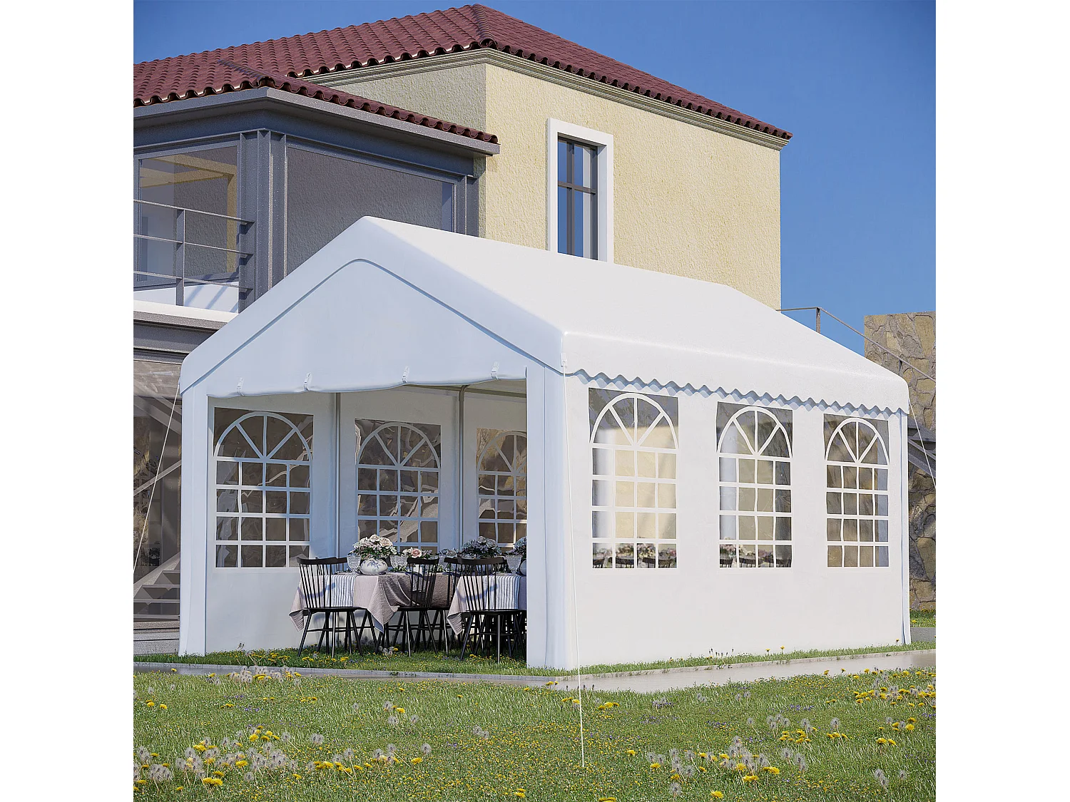Carpa de jardín blanco 600x400x280 cm Outsunny