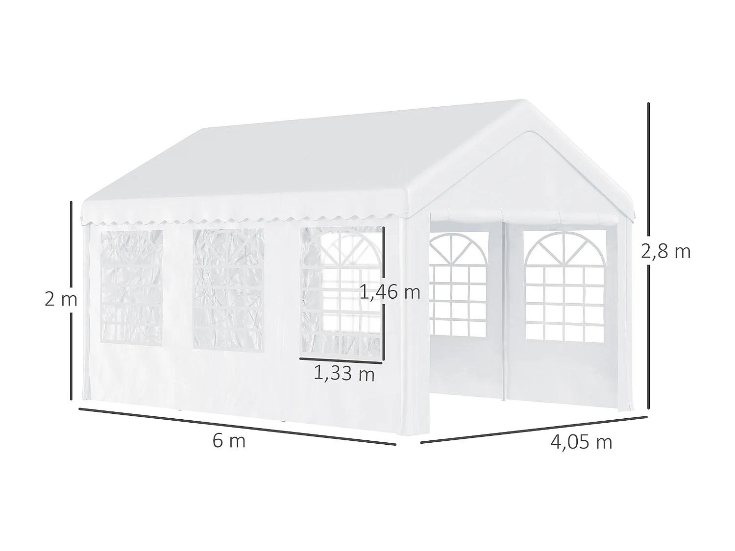 Carpa de jardín blanco 600x400x280 cm Outsunny