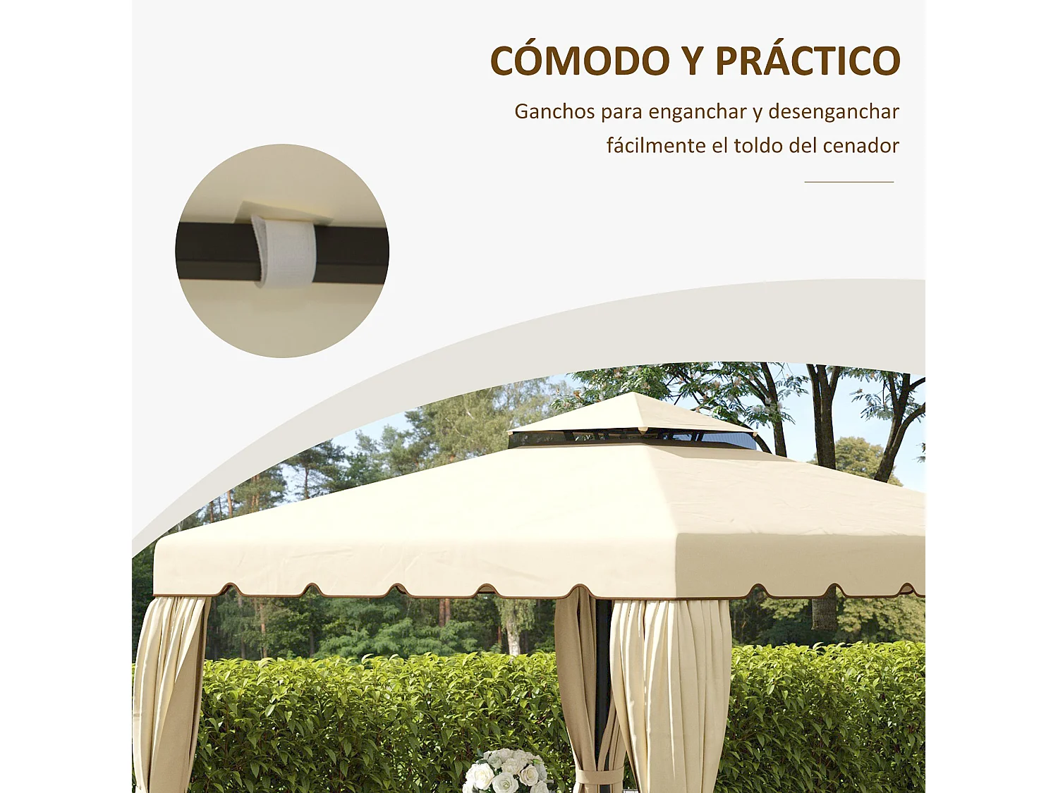 Techo de repuesto beige 296x296x0.1 cm Outsunny