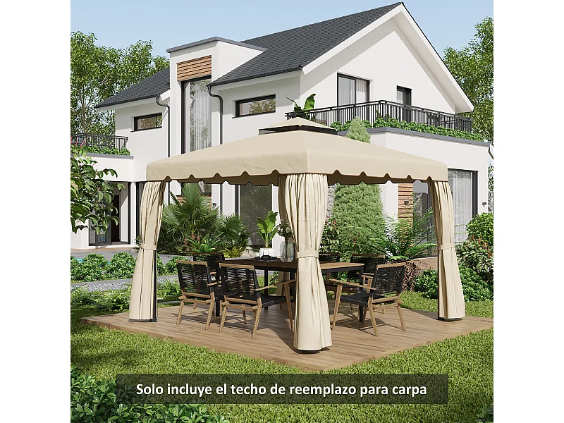 Techo de repuesto beige 296x296x0.1 cm Outsunny